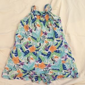 Lands' End Floral Toucan Print Sleeveless Romper